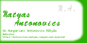 matyas antonovics business card
